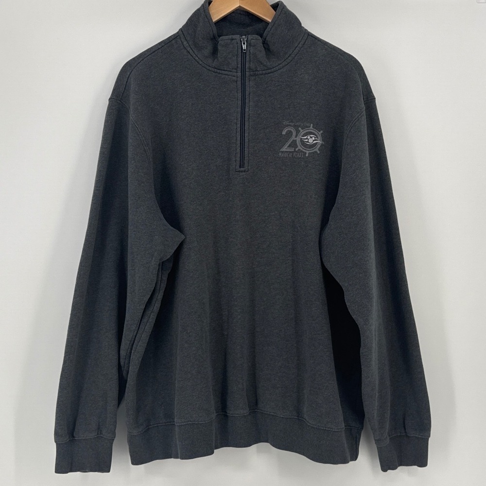 Disney Cruise Line 20 Magical Years Mens Pullover 2XL Gray Quarter Zip Fleece